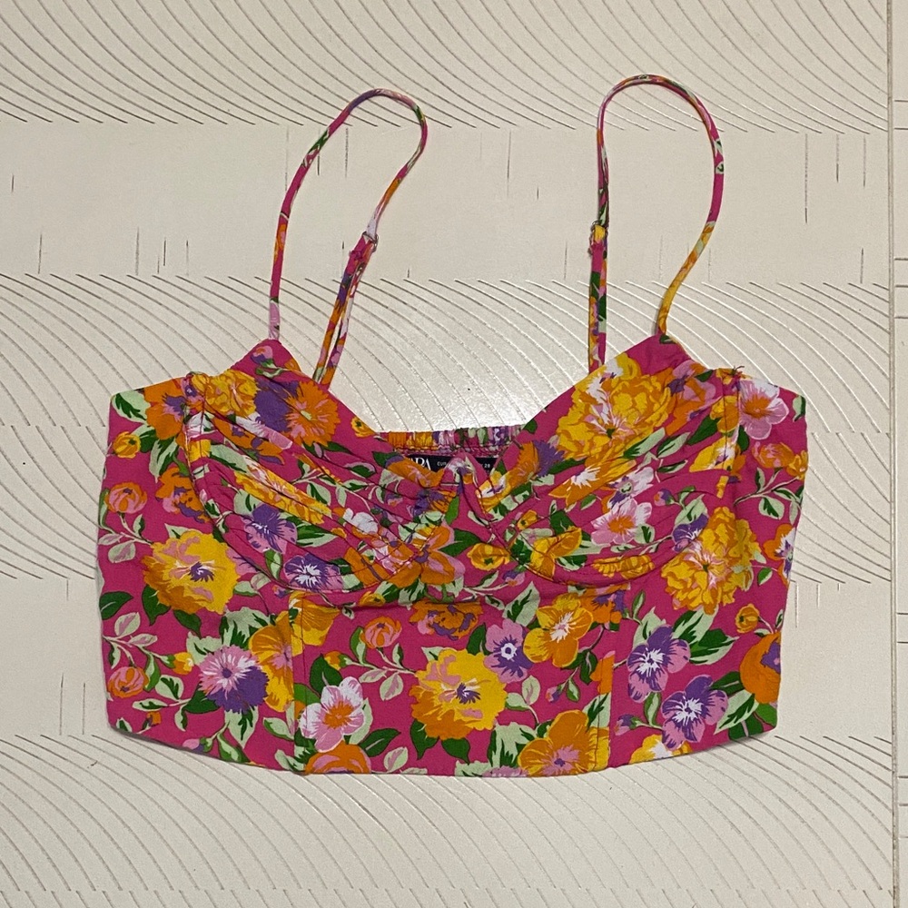 Zara Floral Pink Crop Top
